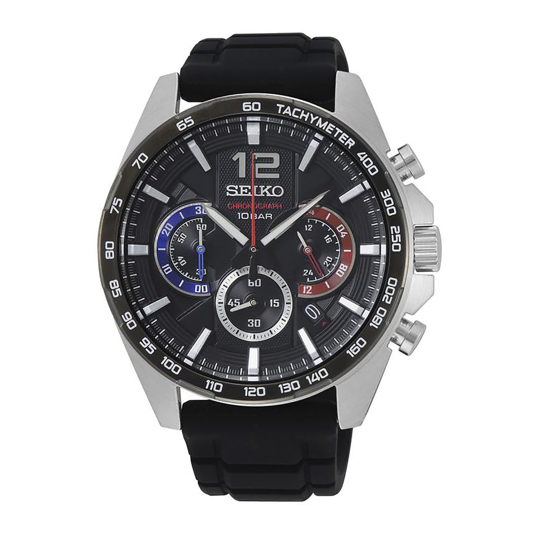 Seiko SSB347P1 Conceptual Sports Chronograph Men’s Quartz Watch 43.9mm Black Dial Black Rubber Strap
