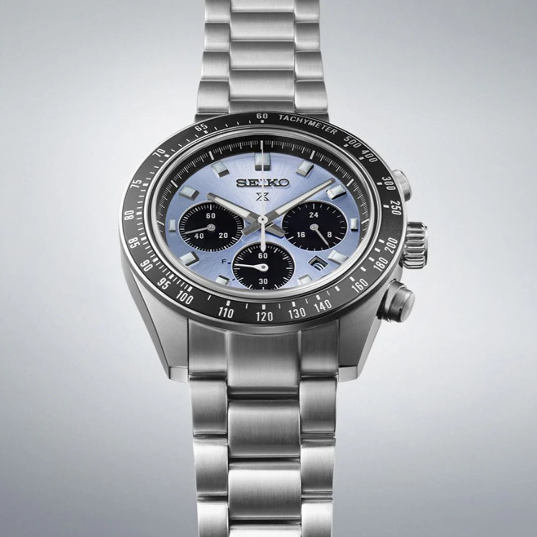 Seiko Prospex Speedtimer Solar Chronograph Men’s Watch SSC935P1 | Ice Blue Dial | Stainless Steel Bracelet