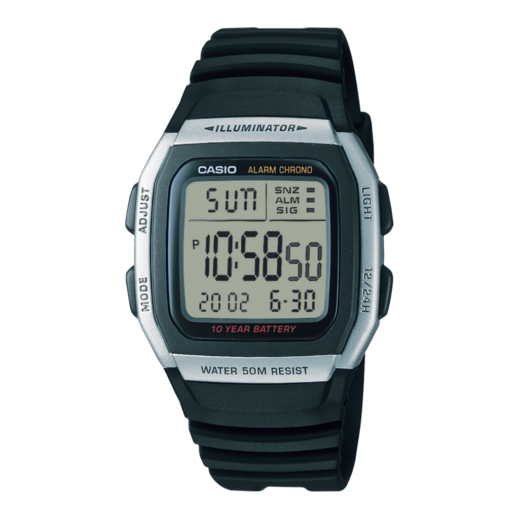 Casio W-96H-2AV Digital Men’s Watch | 10-Year Battery | 50M Water Resistant | Dual Time | LED Light | Black Resin Strap