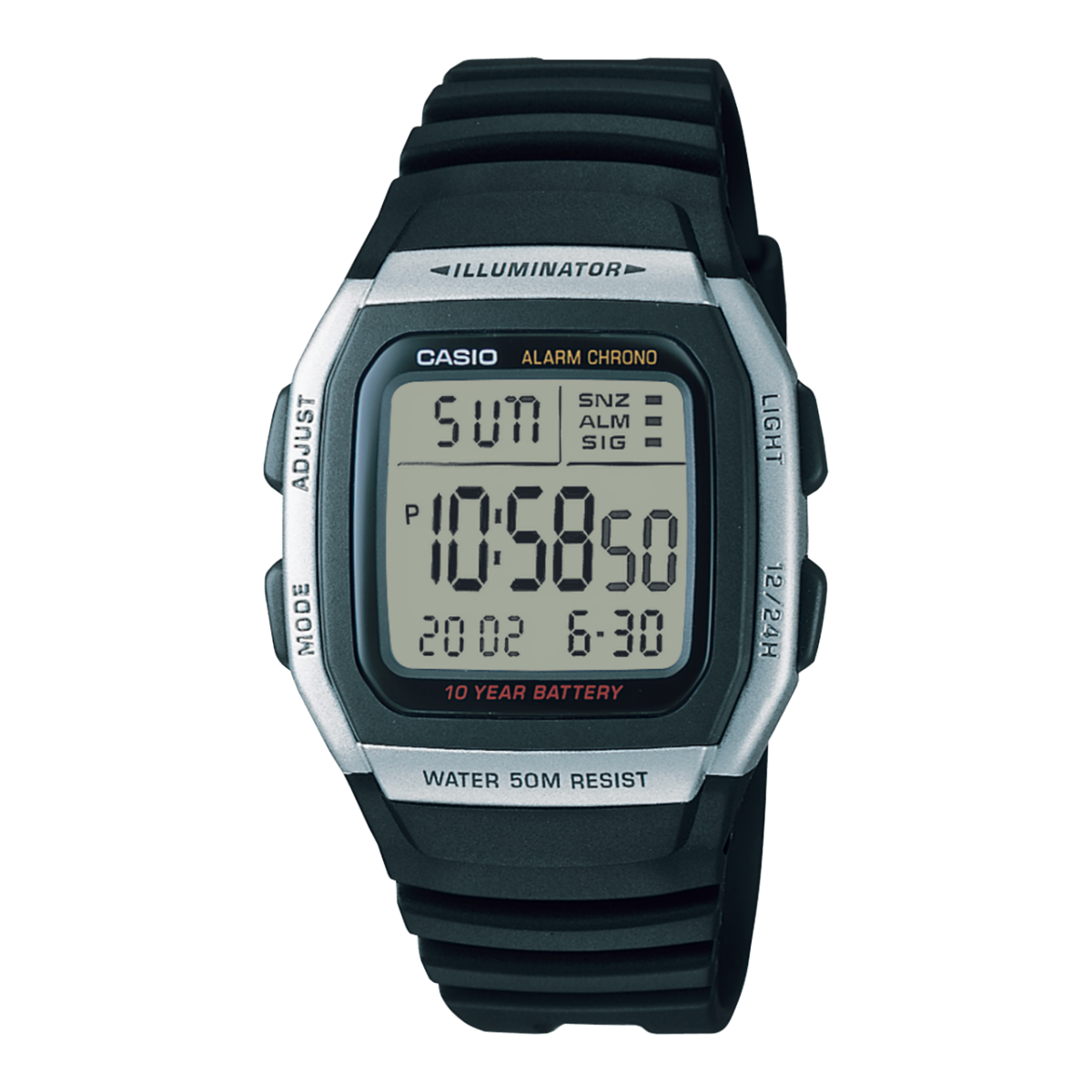 Casio W-96H-2AV Digital Men’s Watch | 10-Year Battery | 50M Water Resistant | Dual Time | LED Light | Black Resin Strap