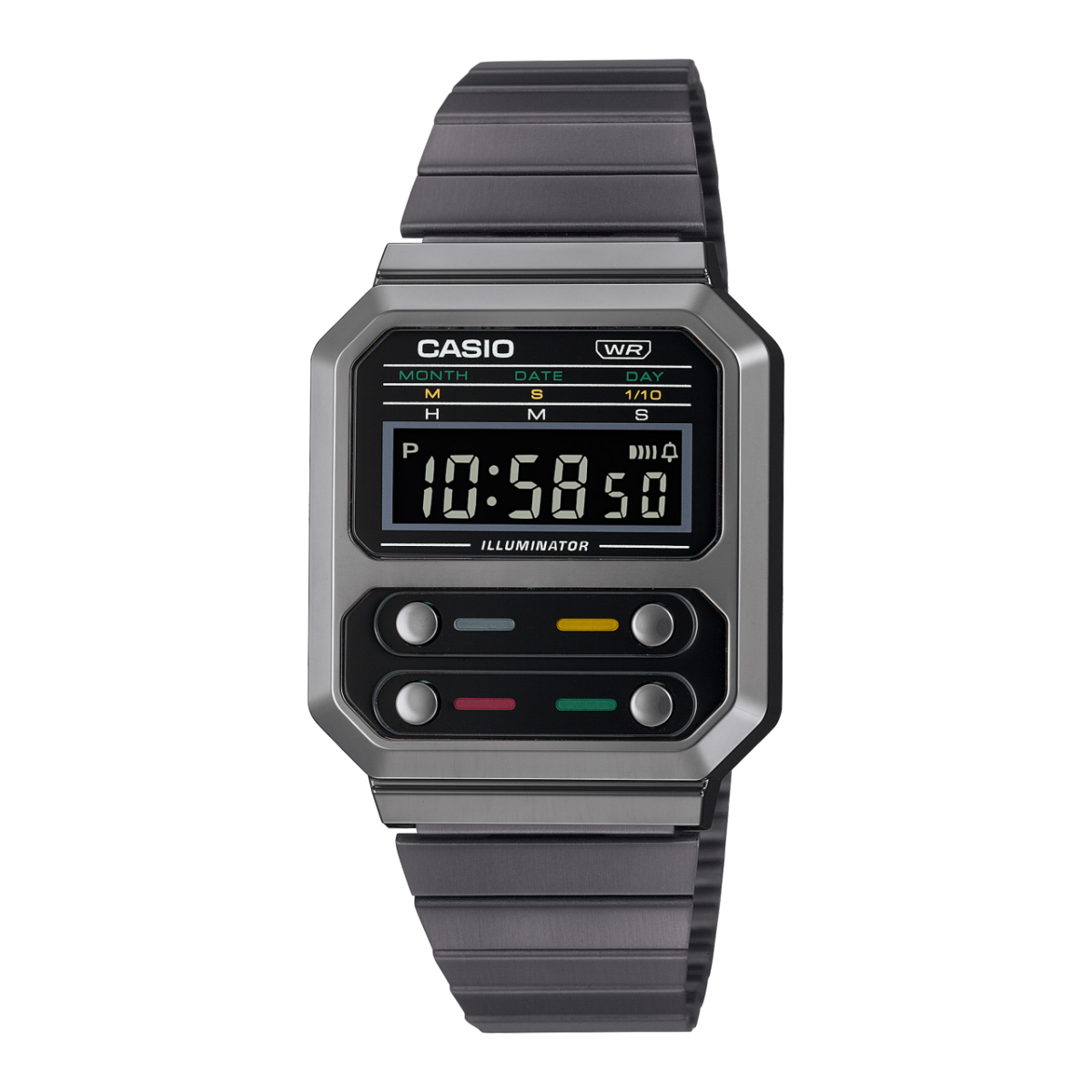Casio Vintage A100WEGG-1ADF Digital Watch | Gunmetal Stainless Steel Bracelet | Unisex