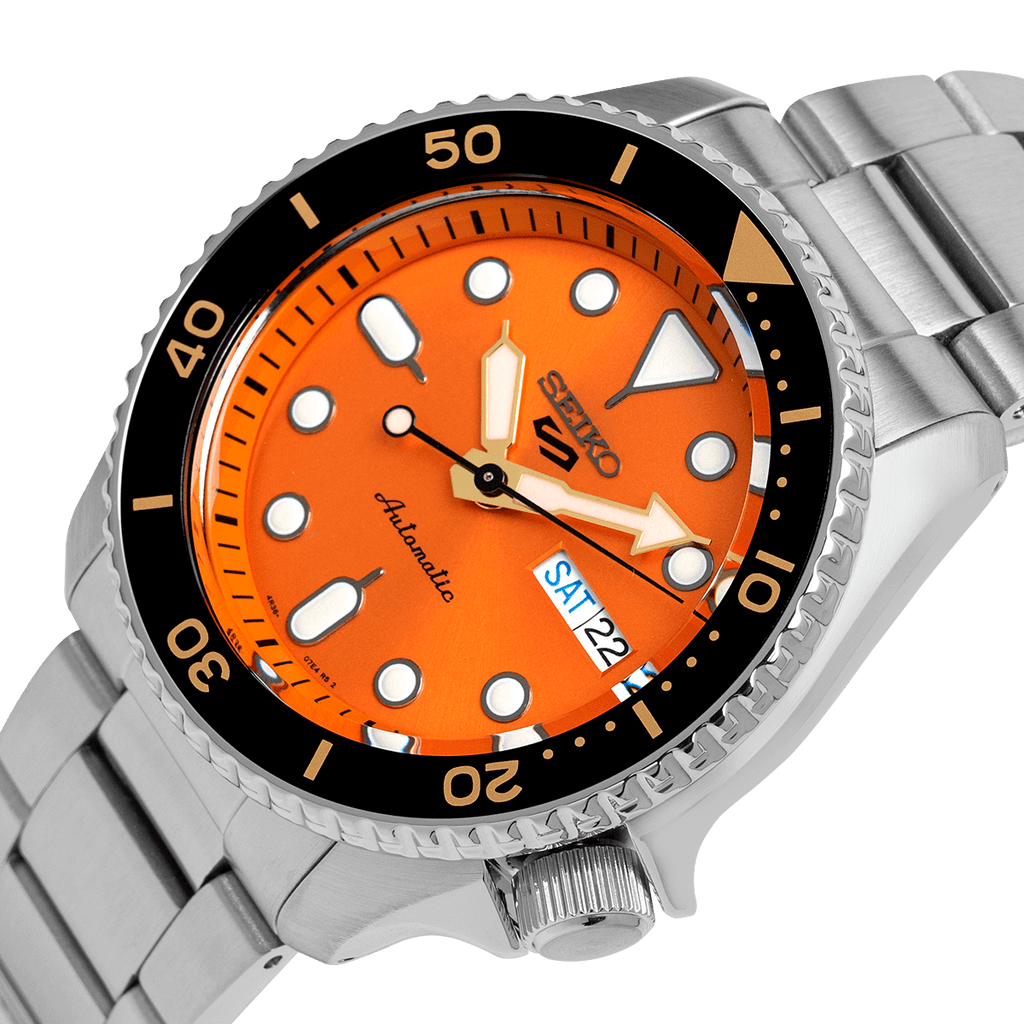 Seiko 5 Sports Automatic Men’s Watch SRPD59K1 | Orange Dial | Stainless Steel Bracelet