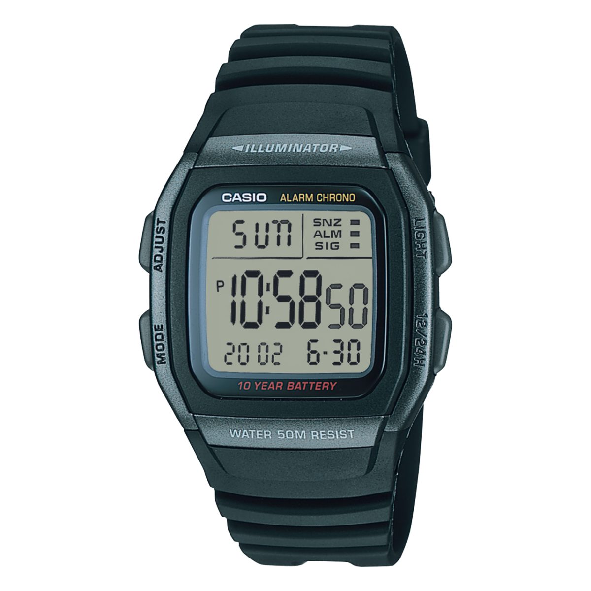 Casio W-96H-2AV Digital Men’s Watch | 10-Year Battery | 50M Water Resistant | Dual Time | LED Light | Black Resin Strap