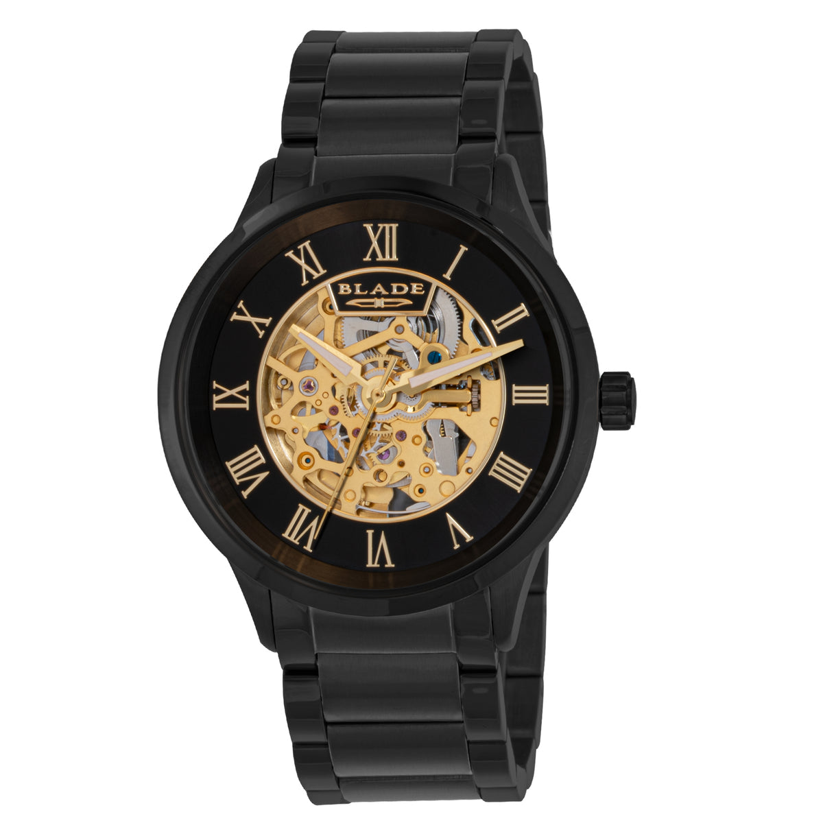 BLADE Sempre SS Noir 3703G2NNN Men’s Automatic Watch – Black Skeleton Dial, Black Stainless Steel Case & Bracelet