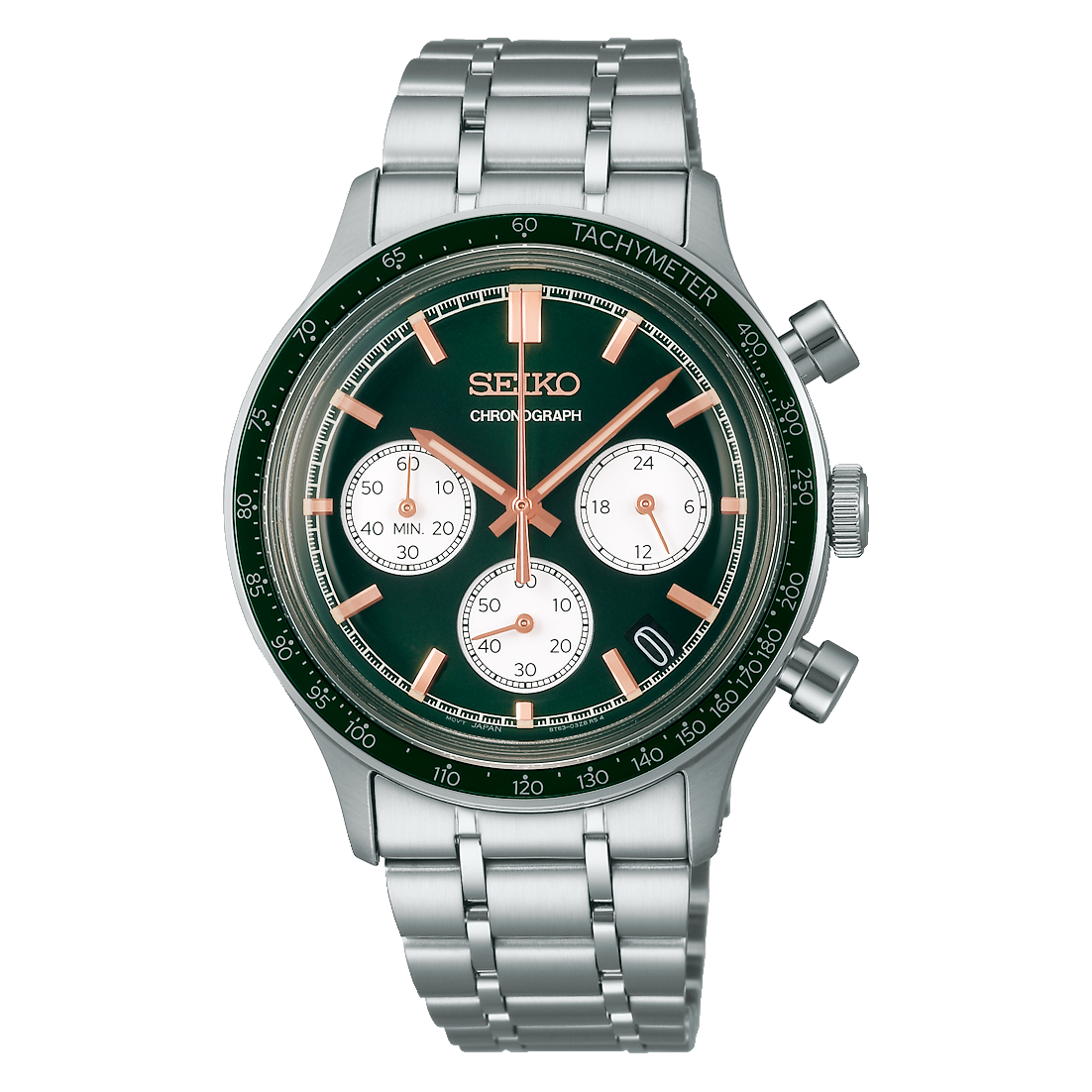 Seiko SSB481 Quartz Chronograph Men’s Watch | Green Dial | Stainless Steel Bracelet | 38.7mm