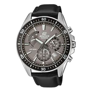 Casio Edifice EFR-552L-5AVUDF Light Brown Dial Black Genuine Leather Strap Analog Chronograph Men's Watch