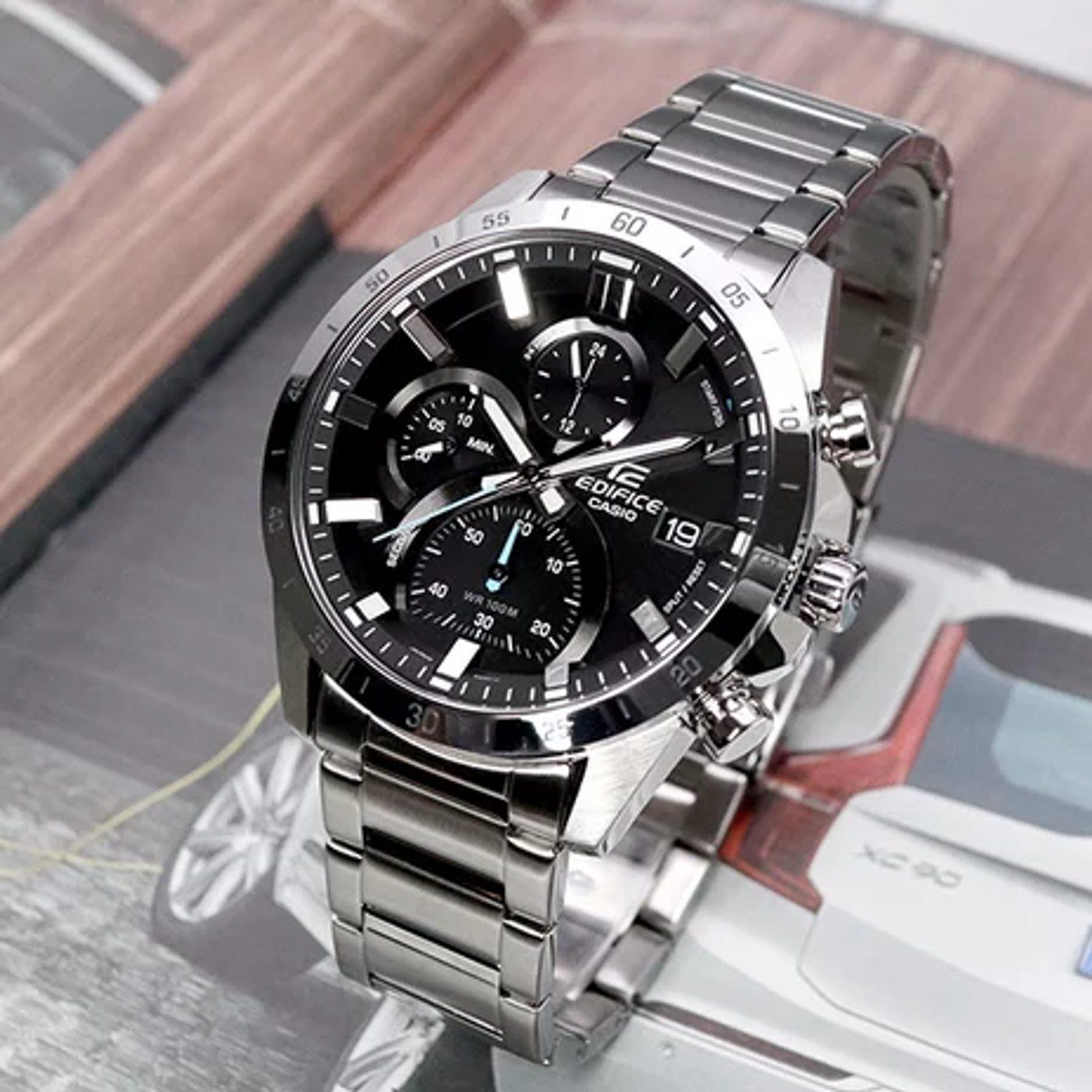 Casio Edifice EFR-571D-1AVUDF Black Dial Stainless Steel Analog Chronograph Men's Watch