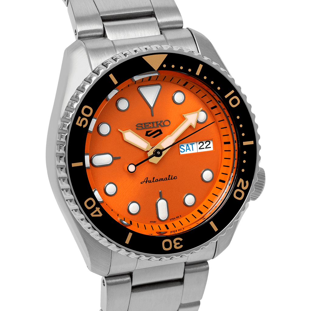 Seiko 5 Sports Automatic Men’s Watch SRPD59K1 | Orange Dial | Stainless Steel Bracelet