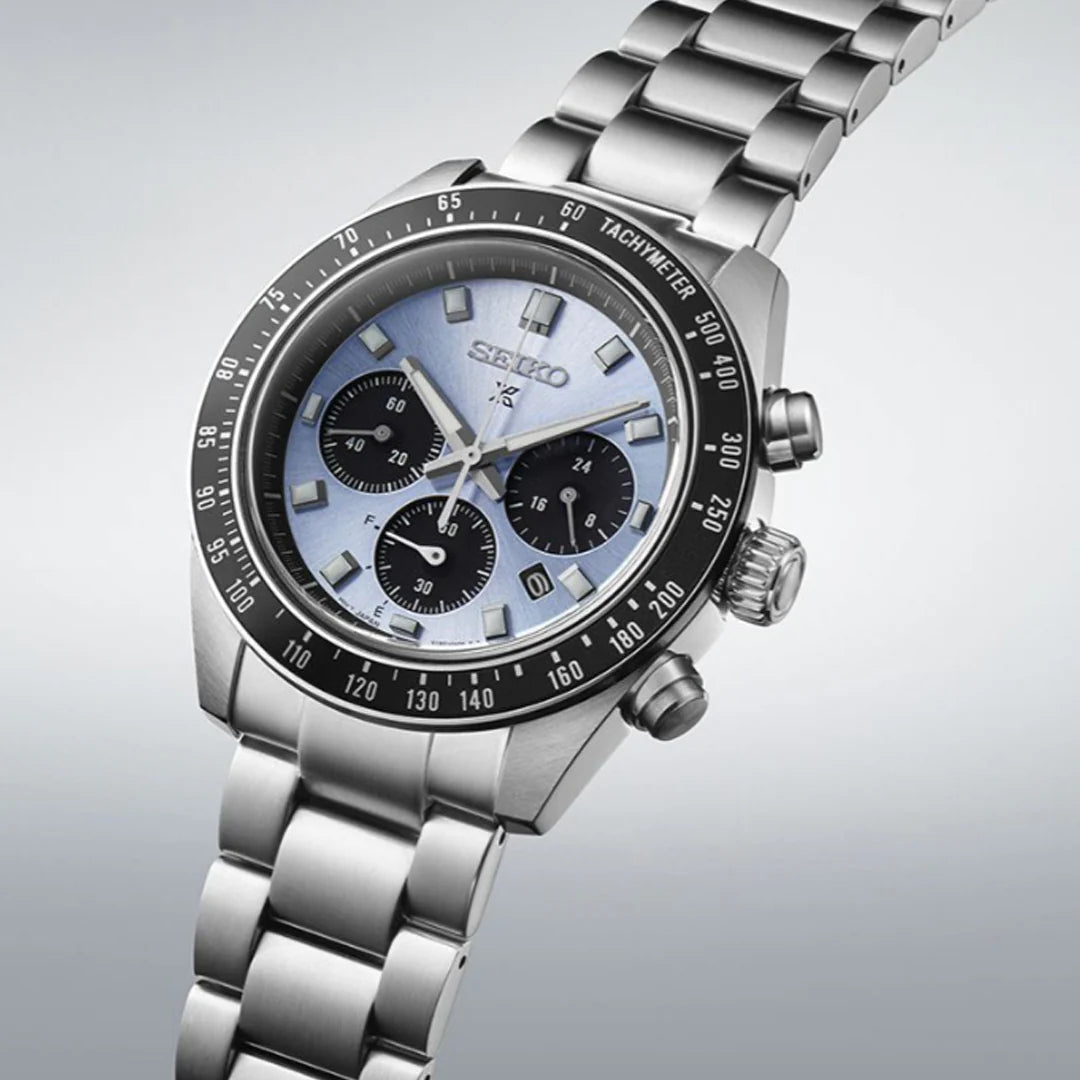 Seiko Prospex Speedtimer Solar Chronograph Men’s Watch SSC935P1 | Ice Blue Dial | Stainless Steel Bracelet