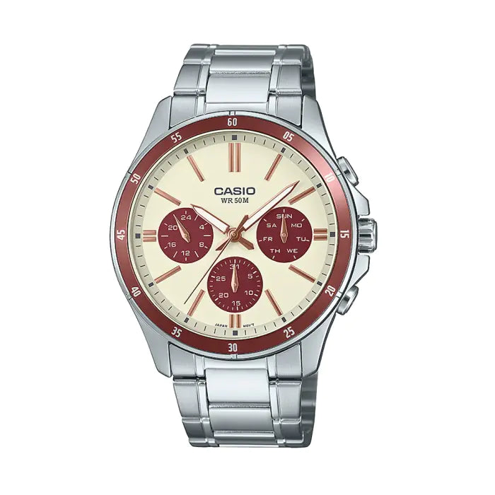 Casio MTP-1374D-5A2VDF Men’s Analog Stainless Steel Watch – Brown Dial | 50M Water Resistant