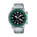 Casio MTD-130D-1A3VDF Men’s Analog Stainless Steel Watch – Black Dial with Green Compass Bezel | 100M Water Resistant