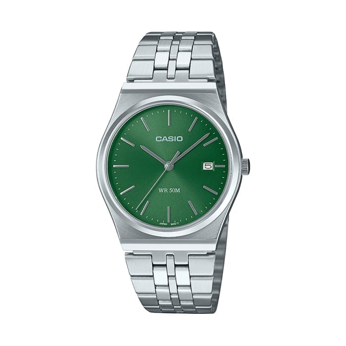 Casio MTP-B145D-3AV Standard Collection Men’s Analog Watch | Green Sunray Dial | Stainless Steel