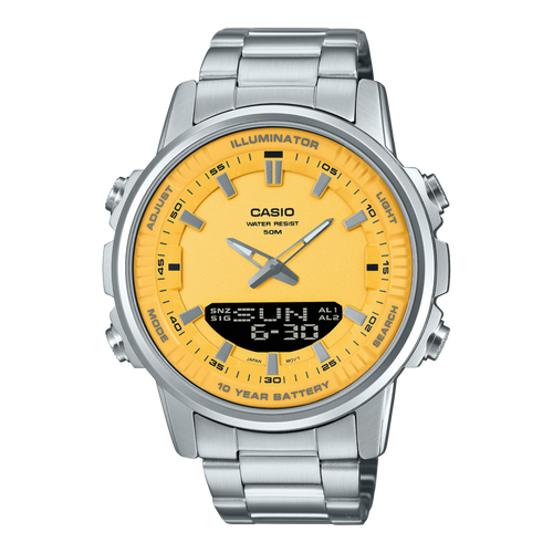 Casio AMW-880D Men’s Analog-Digital Stainless Steel Watch | 50M Water Resistant | 10-Year Battery