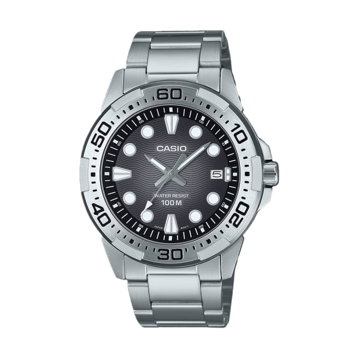 Casio MTD-140D-1AVDF Men’s Analog Watch | Black Dial | Stainless Steel Bracelet | 100M Water Resistant