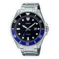Casio MDV-107D-1A2V Duro Men’s Analog Dive Watch | Black Dial | Blue Bezel | Stainless Steel | 200M Water Resistant