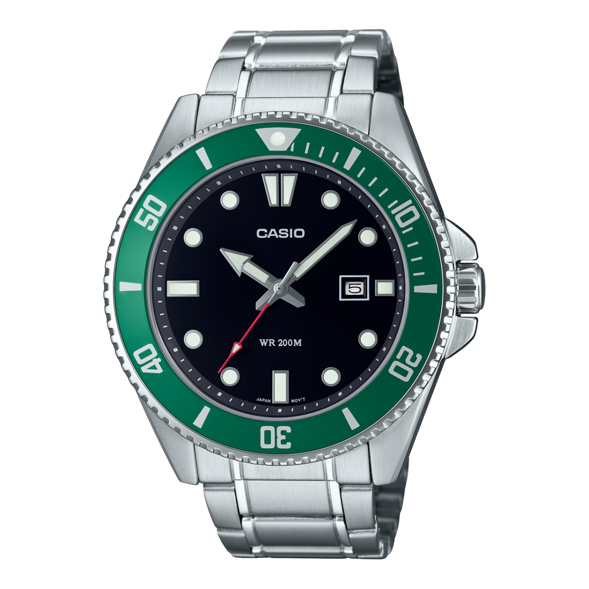 Casio MDV-107D-1A2V Duro Men’s Analog Dive Watch | Black Dial | Blue Bezel | Stainless Steel | 200M Water Resistant