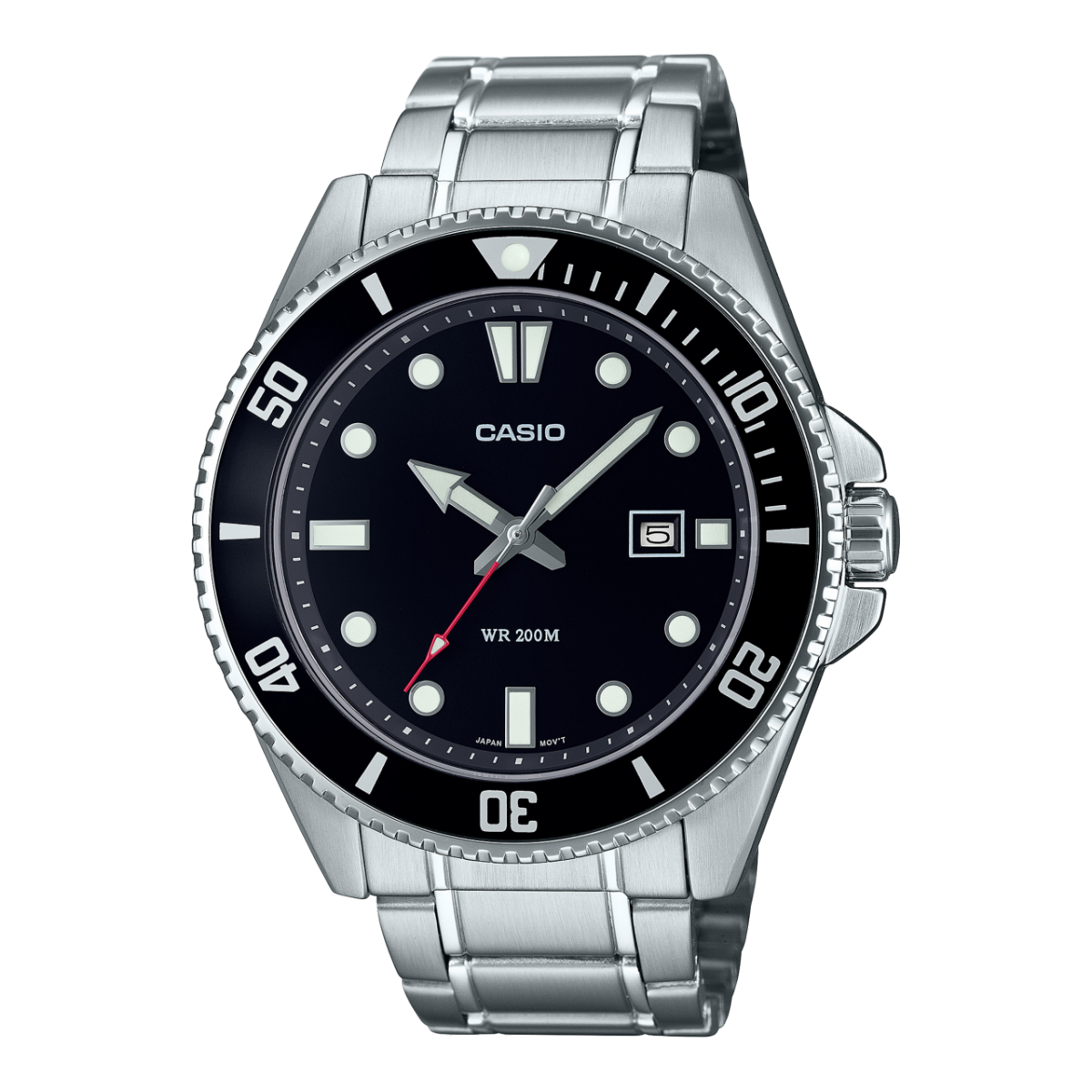 Casio MDV-107D-1A2V Duro Men’s Analog Dive Watch | Black Dial | Blue Bezel | Stainless Steel | 200M Water Resistant
