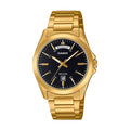 Casio MTP-1370G-1AVDF Standard Collection Men’s Analog Watch | Black Dial | Gold Ion-Plated Stainless Steel | Day & Date Display