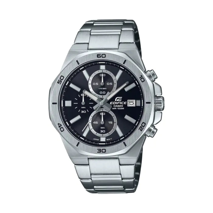 Casio Edifice EFV-640D-1AVUDF Standard Chronograph Men’s Watch | Black Dial | Stainless Steel | 100M Water Resistant