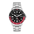 Fossil Blue GMT FS6092 Men’s Analog Watch | Black Dial | Stainless Steel | GMT | 100M Water Resistant
