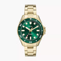 Fossil Dalton Three-Hand BQ2884 Men’s Analog Watch | Green Sunray Dial | Gold-Tone Stainless Steel | 50M Water Resistant