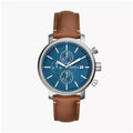 Fossil Rhett Multifunction BQ2847 Men’s Analog Watch | Blue Dial | Brown LiteHide™️ Leather Strap | Multifunction