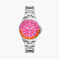 Fossil Blue ES5351 Women’s Silver Stainless Steel Watch with Pink Dial | 100M Water Resistant