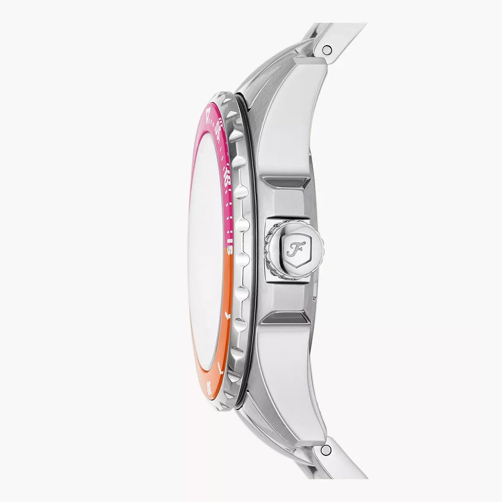 Fossil Blue ES5351 Women’s Silver Stainless Steel Watch with Pink Dial | 100M Water Resistant
