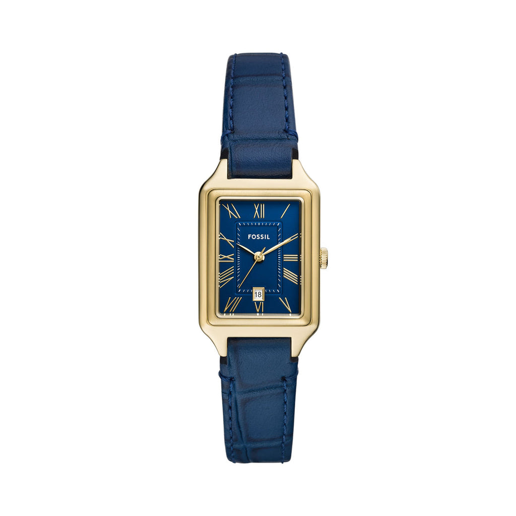Fossil Raquel ES5365 Women’s Rectangular Three-Hand Date Leather Watch