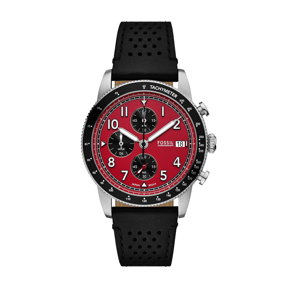 Fossil Sport Tourer Chronograph Men’s Leather Strap Watch FS6086 | Date Display | 42mm
