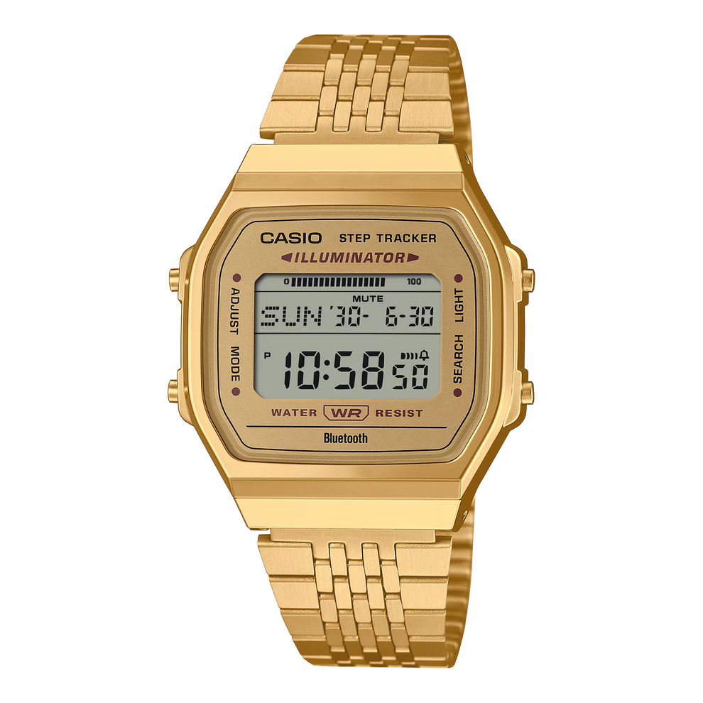 Casio Vintage ABL-100WEG-9A Digital Bluetooth Step Tracker Gold Stainless Steel Watch
