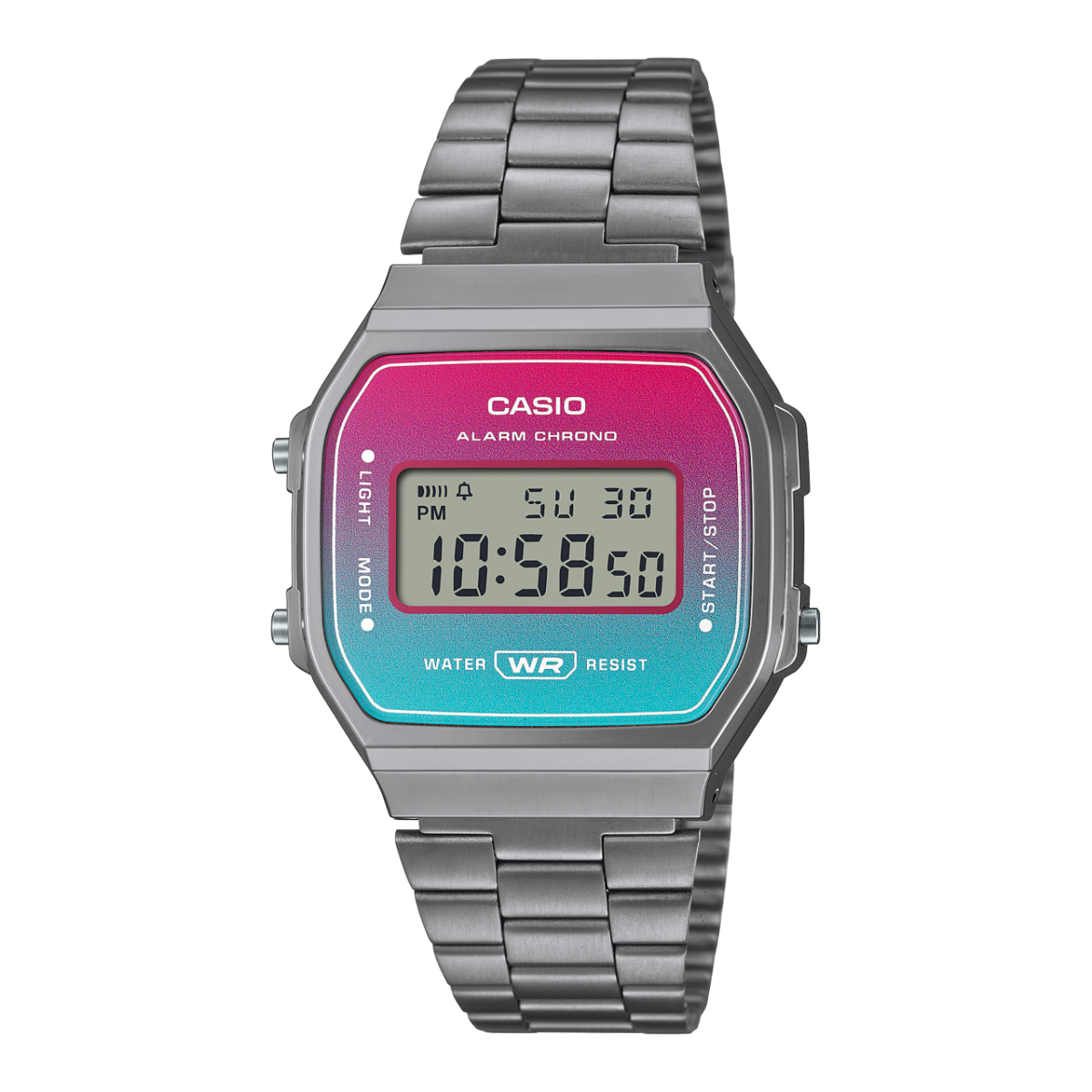 Casio Vintage A168WERB-2A Digital Watch | Gradient Dial Stainless Steel Unisex Watch