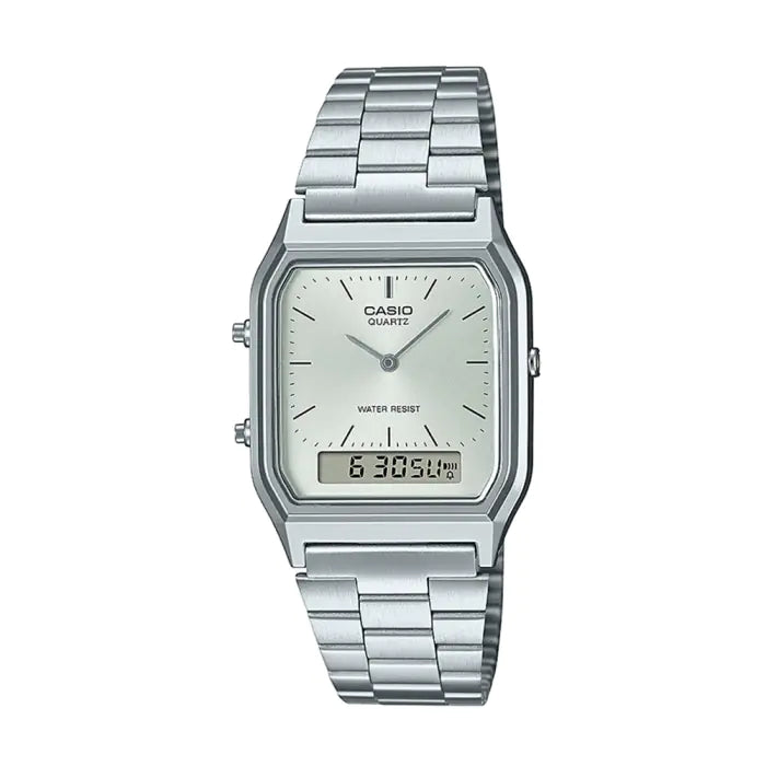 Casio Vintage AQ-230A Analog-Digital Stainless Steel Unisex Watch