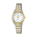 Casio LTP-1129G-7BR Women’s Analog Watch | Two-Tone Stainless Steel White Dial
