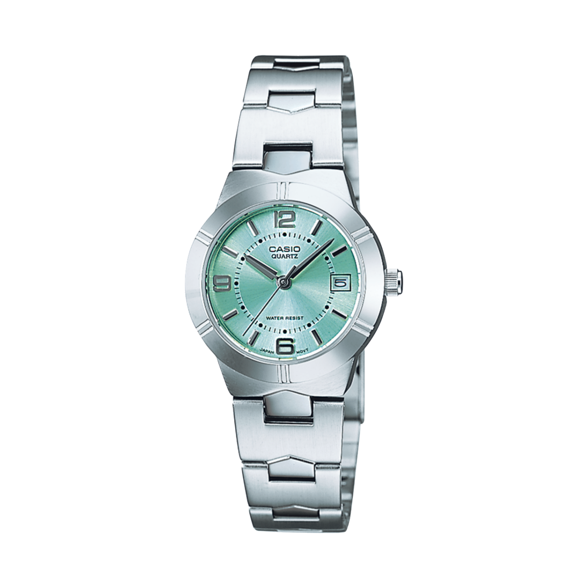 Casio LTP-1241D-3A Women’s Analog Watch | Mint Green Dial Stainless Steel Date Watch