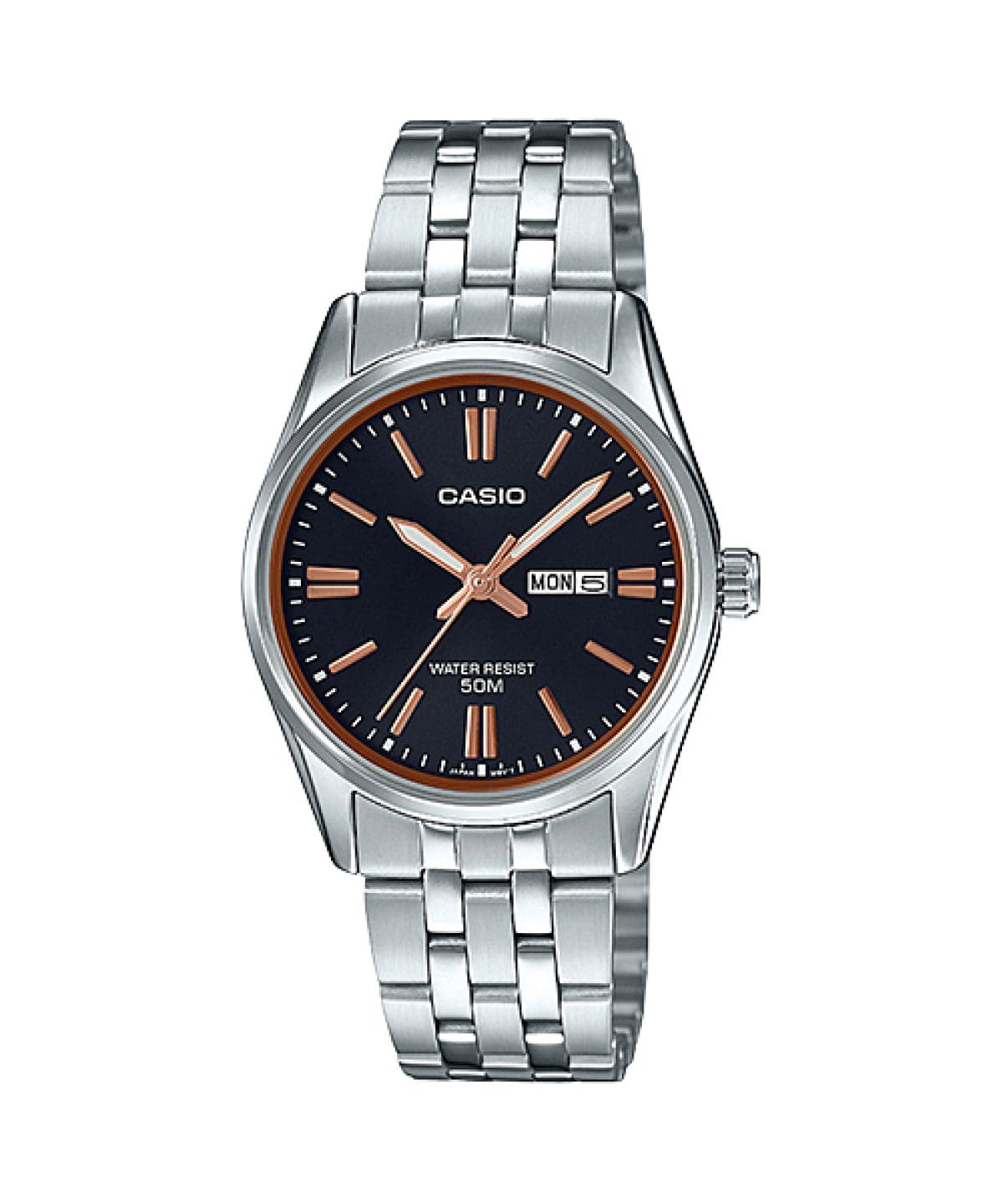Casio LTP-1335D-1A2V Women’s Analog Watch | Black Dial Stainless Steel Day-Date Watch