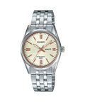 Casio LTP-1335D-9AV Women’s Analog Watch | Champagne Dial Stainless Steel Day-Date Watch