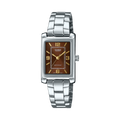 Casio LTP-1234DD-5A Women’s Rectangular Brown Dial Stainless Steel Quartz Watch