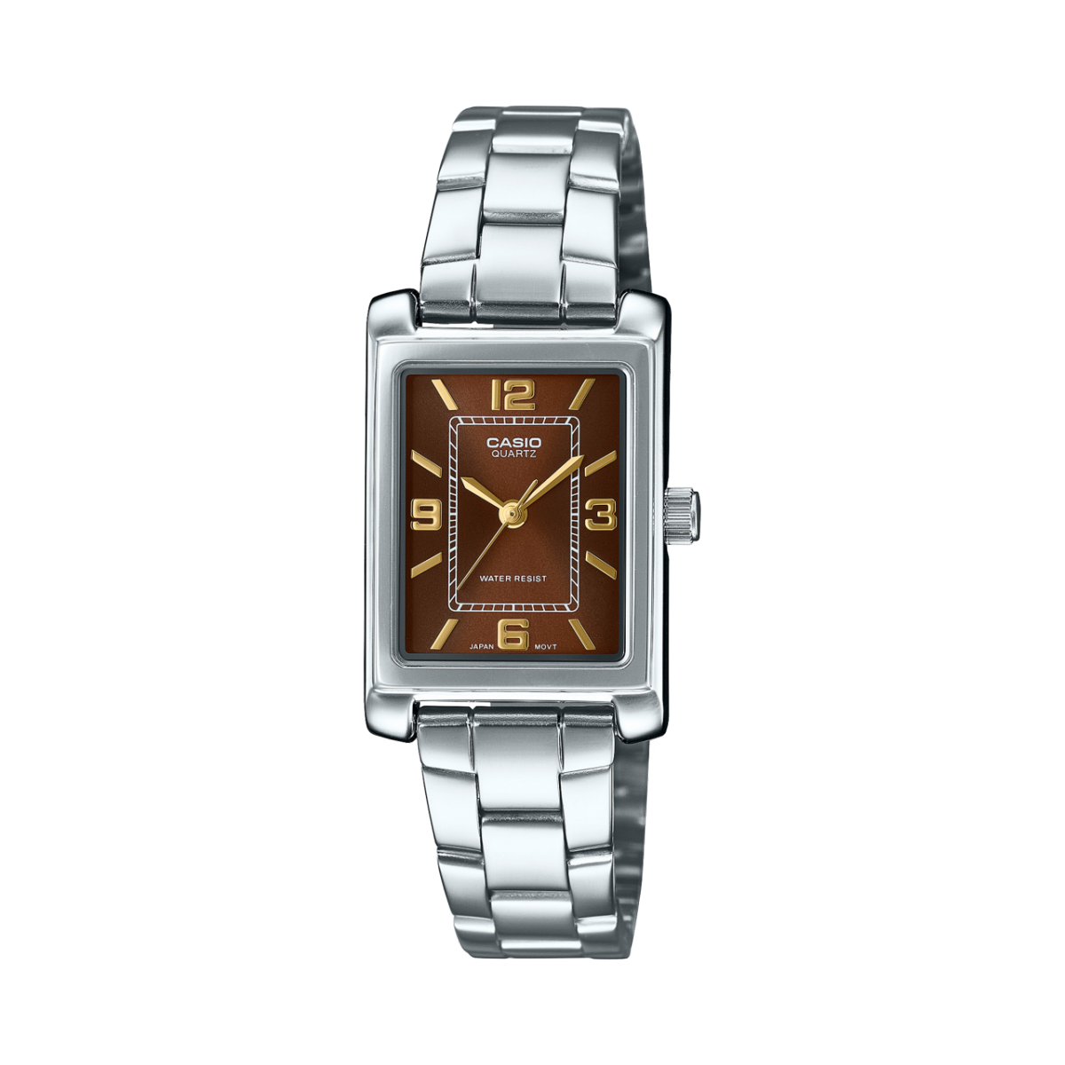 Casio LTP-1234DD-5A Women’s Rectangular Brown Dial Stainless Steel Quartz Watch