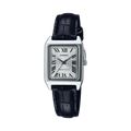 Casio LTP-V007L-7B1UDF Women’s Analog Watch | Silver Dial | Black Leather Strap | Rectangular Stainless Steel Case