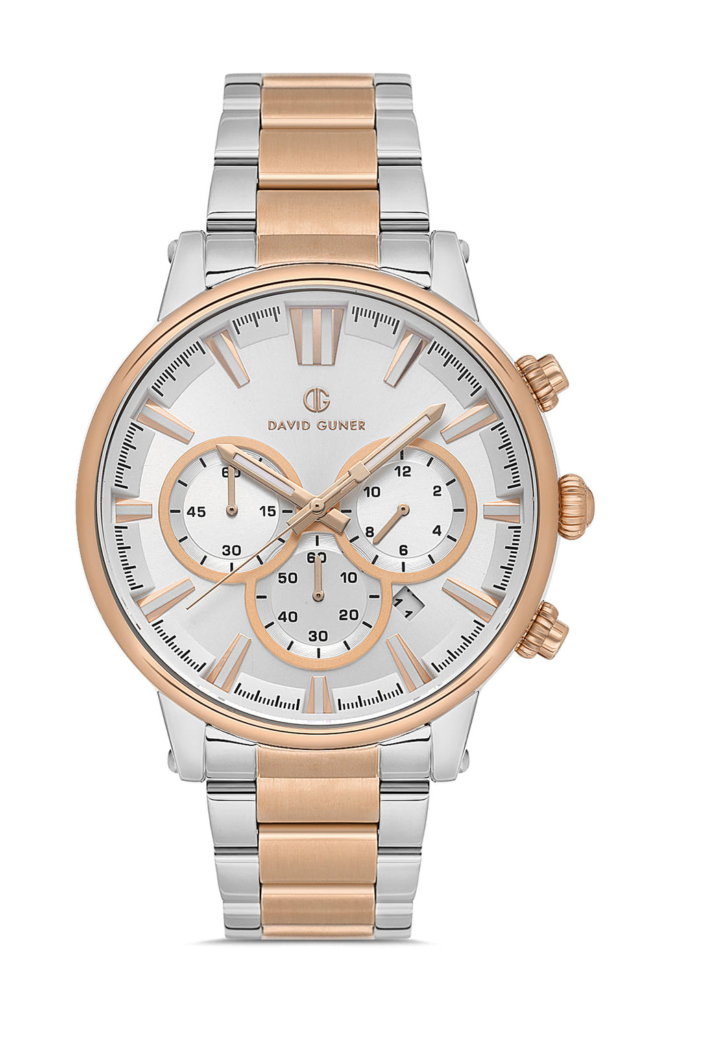 David Guner DG-8536GA-E1 Silver Dial Two-Tone Stainless Steel Chronograph Men’s Watch