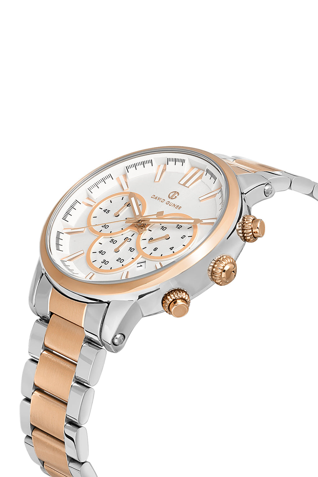 David Guner DG-8536GA-E1 Silver Dial Two-Tone Stainless Steel Chronograph Men’s Watch