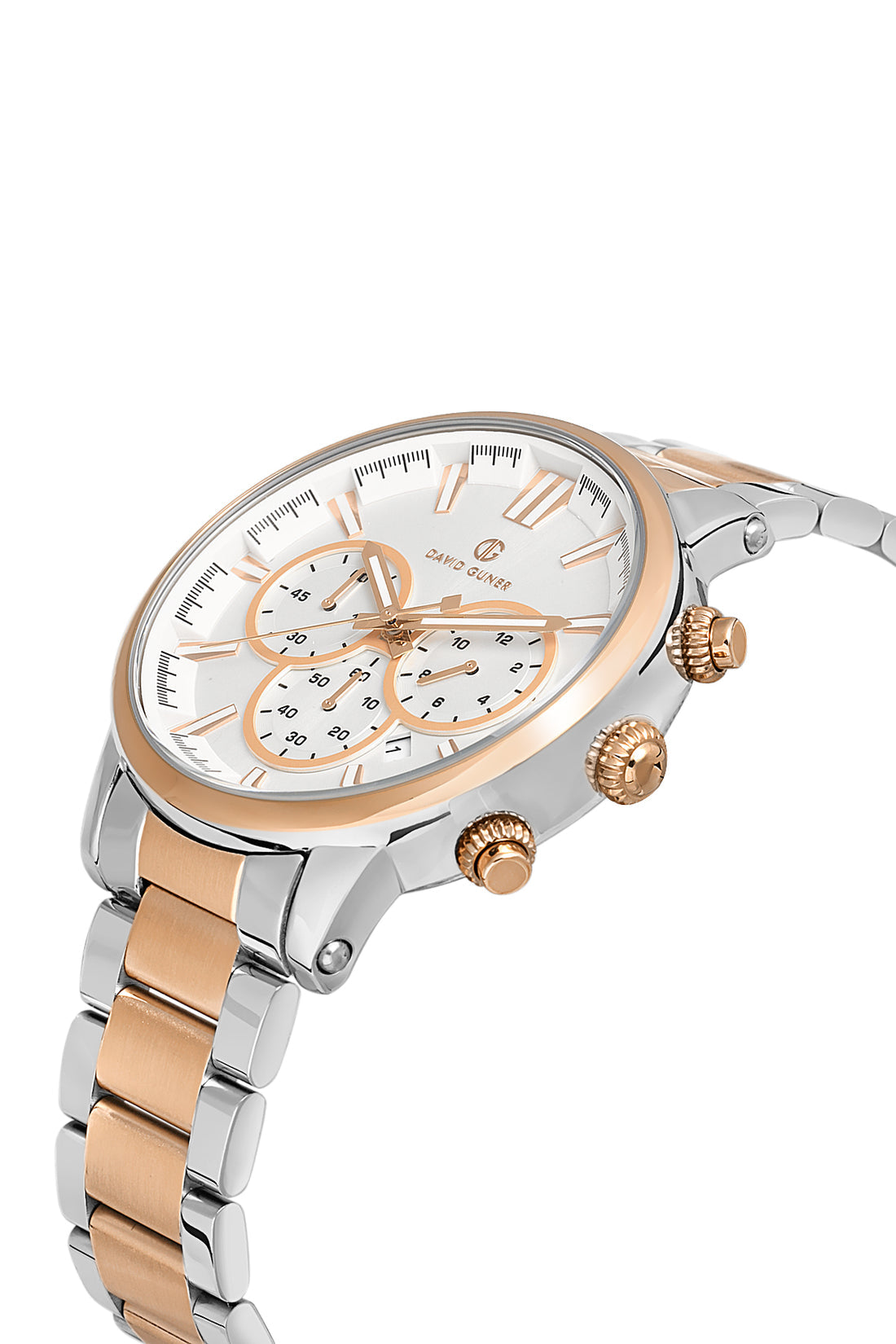 David Guner DG-8536GA-E1 Silver Dial Two-Tone Stainless Steel Chronograph Men’s Watch
