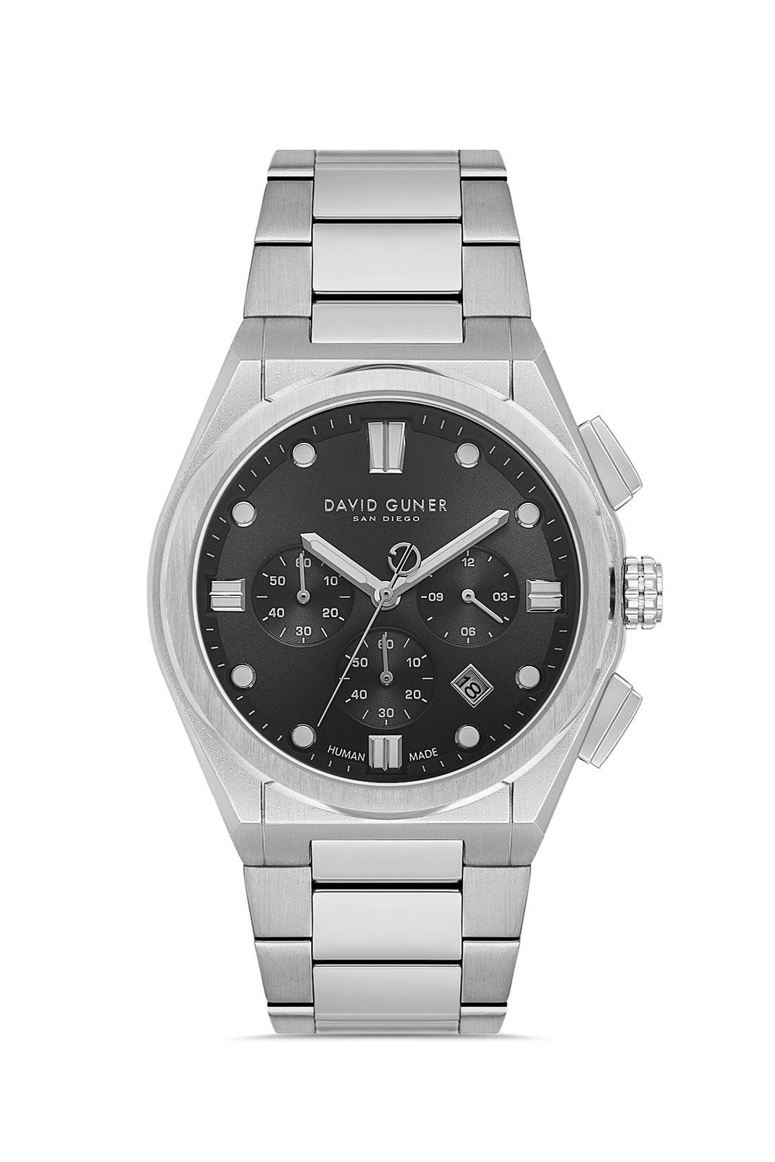 David Guner DG-8861GA-A2 Black Dial Stainless Steel Multifunction Men’s Watch – 46mm