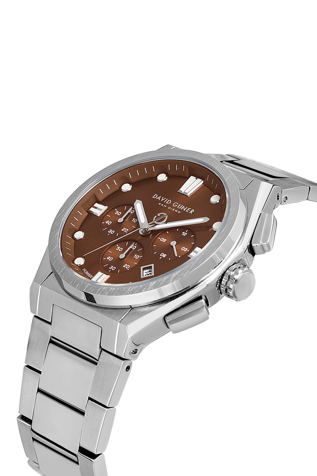 David Guner DG-8861GA-A6 Brown Dial Stainless Steel Multifunction Men’s Watch – 46mm
