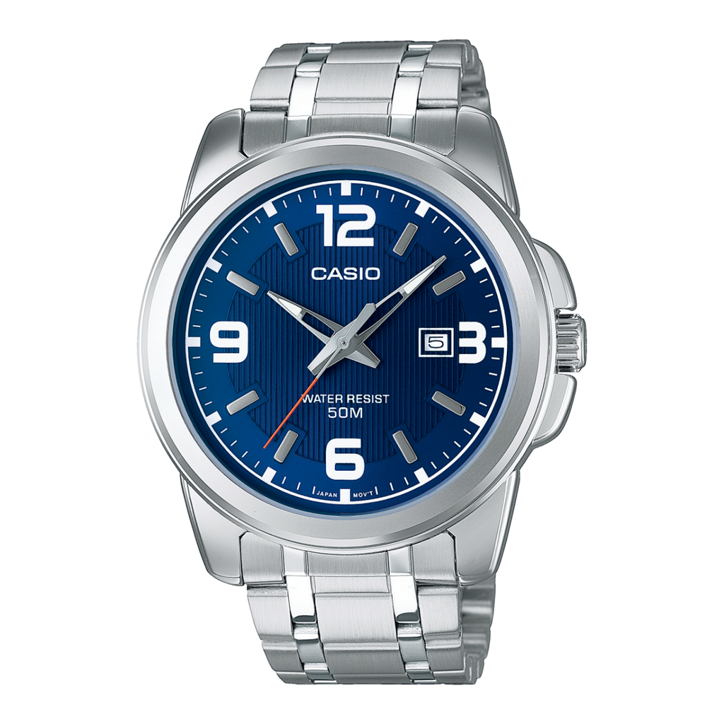 Casio MTP-1314D-2AV Men’s Analog Watch | Blue Dial | Stainless Steel | 50M Water Resistant