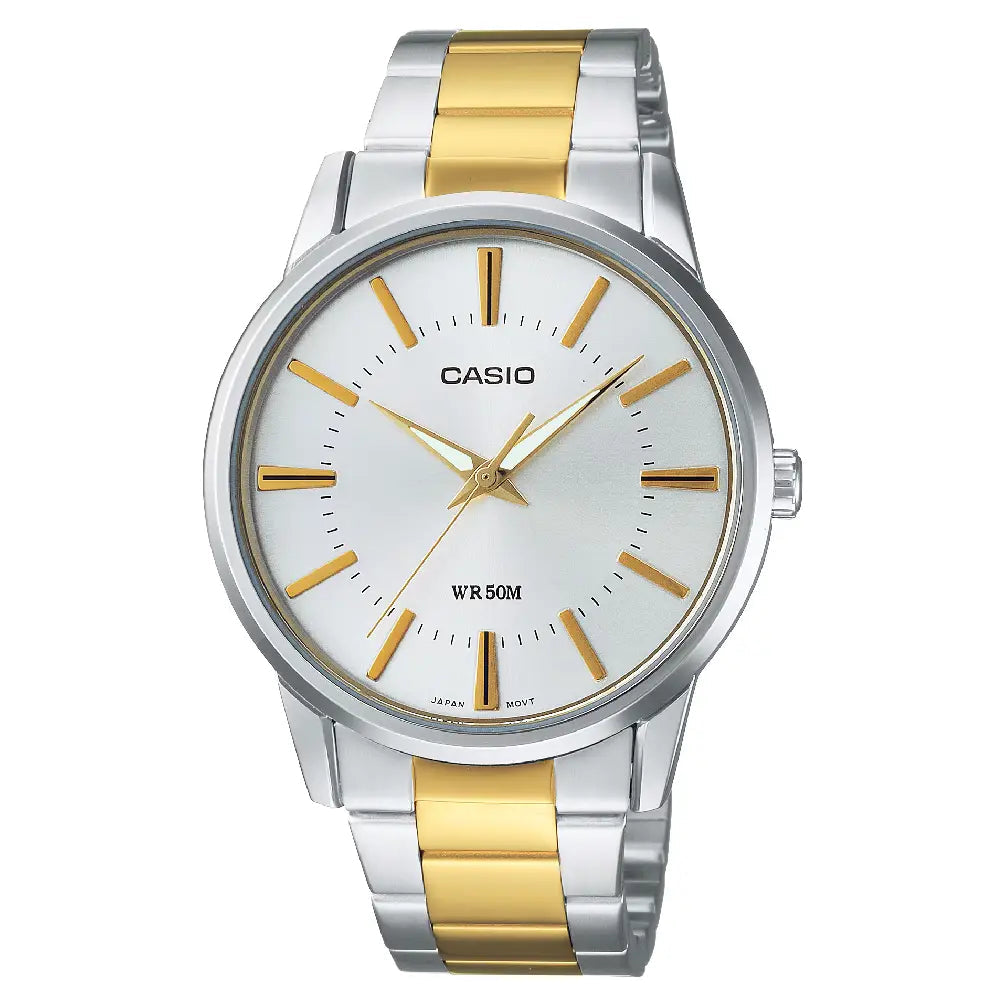 Casio Enticer MTP-1303SG-7A Men’s Watch | Silver Dial Two-Tone Stainless Steel | 50M Water Resistant