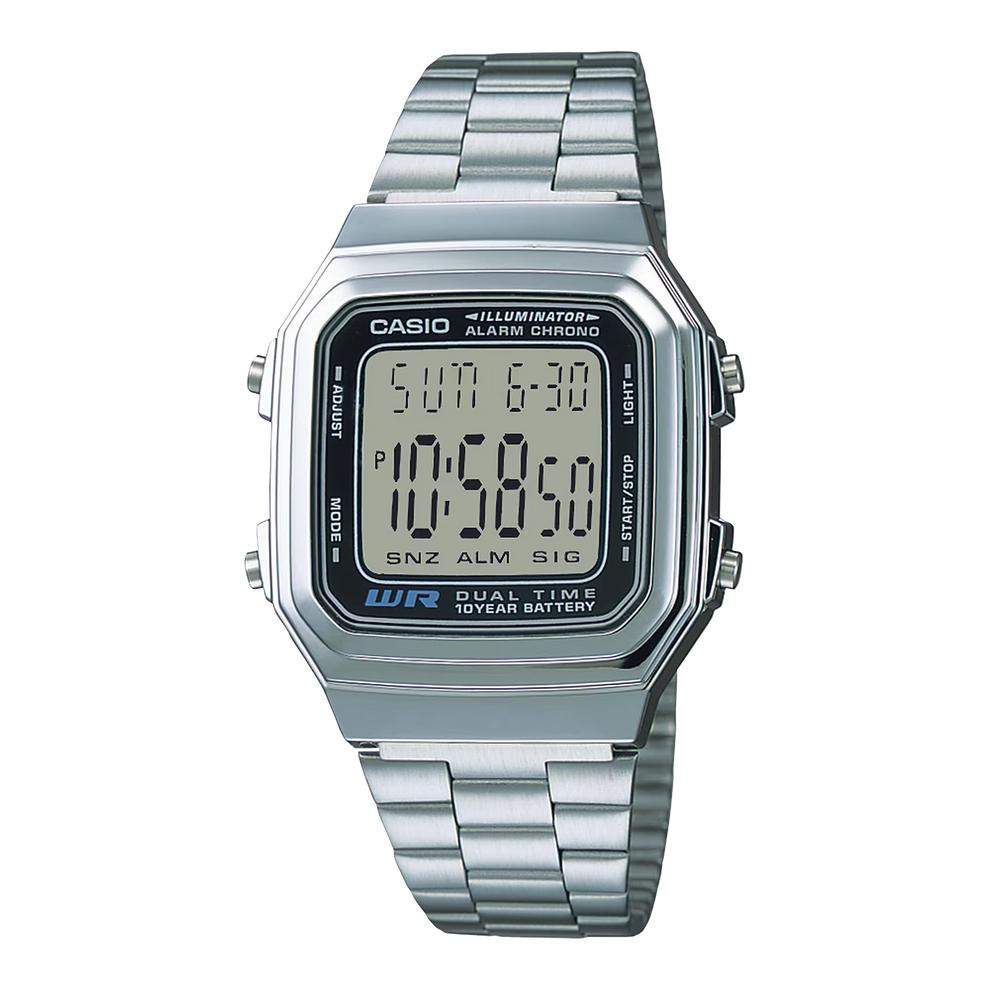Casio Vintage A178WA-1ADF Digital Unisex Watch | Stainless Steel Bracelet | 10-Year Battery