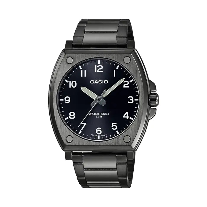 Casio MTP-E730B-1AVDF Men’s Analog Watch | Black Dial | Black Ion-Plated Stainless Steel Bracelet | 50M Water Resistant