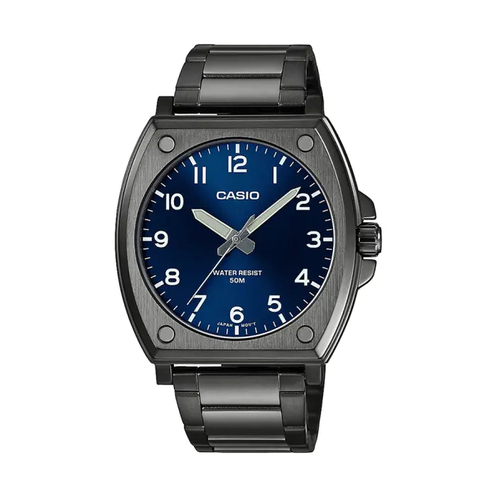Casio MTP-E730B-1AVDF Men’s Analog Watch | Black Dial | Black Ion-Plated Stainless Steel Bracelet | 50M Water Resistant